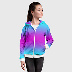 Толстовка на молнии детская Градиент неоновые цвета, цвет: 3D-белый — фото 2