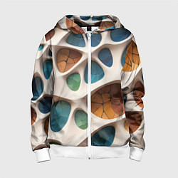 Толстовка на молнии детская Вдохновлено Антонио Гауди, цвет: 3D-белый