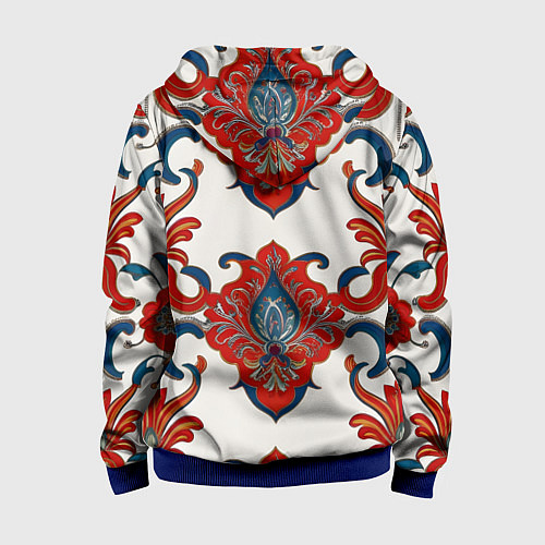 Детская толстовка на молнии Узор красно-синий на белом фоне / 3D-Синий – фото 2
