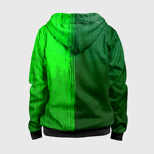 Детская толстовка на молнии Leeds United - green gradient по-вертикали / 3D-Черный – фото 2