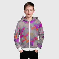 Толстовка на молнии детская Розово-фиолетовые осколки, цвет: 3D-белый — фото 2
