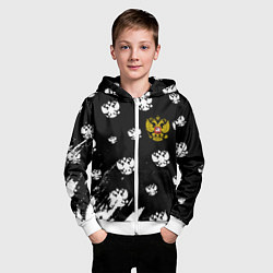 Толстовка на молнии детская Герб РФ паттерн, цвет: 3D-белый — фото 2