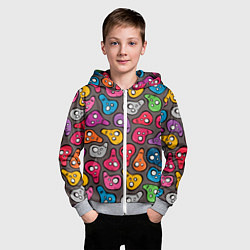 Толстовка на молнии детская Забавные цветные черепа, цвет: 3D-меланж — фото 2