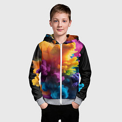 Толстовка на молнии детская Взрыв разноцветных облаков, цвет: 3D-меланж — фото 2
