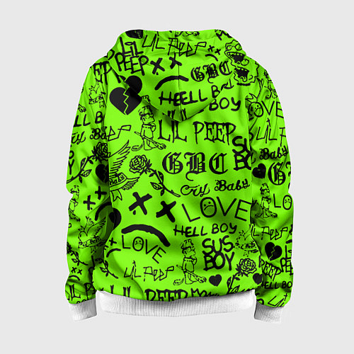 Детская толстовка на молнии Lil Peep кислотный паттерн / 3D-Белый – фото 2