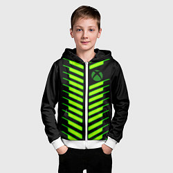 Толстовка на молнии детская Xbox green line, цвет: 3D-белый — фото 2