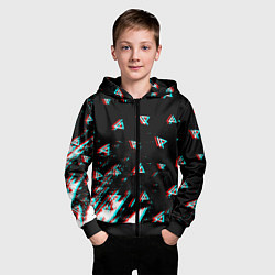 Толстовка на молнии детская Linkin park glitch patern, цвет: 3D-черный — фото 2