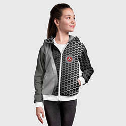 Толстовка на молнии детская Mercedes металическая сетка, цвет: 3D-белый — фото 2