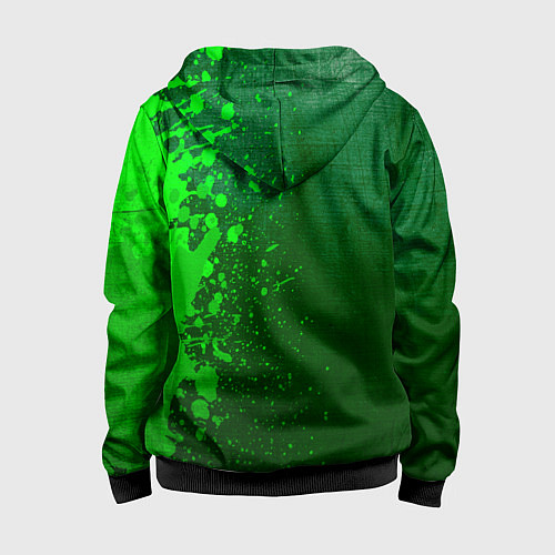 Детская толстовка на молнии Ajax - green gradient по-вертикали / 3D-Черный – фото 2