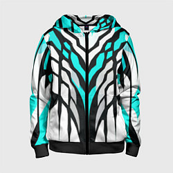 Толстовка на молнии детская Агрессивные чёрно-голубые полосы на белом фоне, цвет: 3D-черный