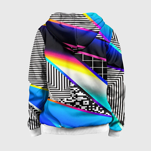 Детская толстовка на молнии Neon stripes geometry / 3D-Белый – фото 2