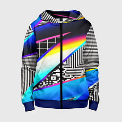 Детская толстовка на молнии Neon stripes geometry