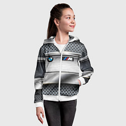 Толстовка на молнии детская BMW metal texture, цвет: 3D-белый — фото 2