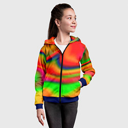 Толстовка на молнии детская Неоновые разводы краски, цвет: 3D-синий — фото 2