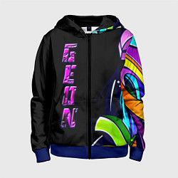 Толстовка на молнии детская Geon Enduro graffitti, цвет: 3D-синий