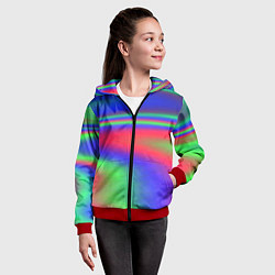 Толстовка на молнии детская Неоновые цвета градиент краски, цвет: 3D-красный — фото 2