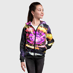 Толстовка на молнии детская Оптический узор цветок, цвет: 3D-черный — фото 2