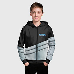 Толстовка на молнии детская FORD metal texture, цвет: 3D-черный — фото 2
