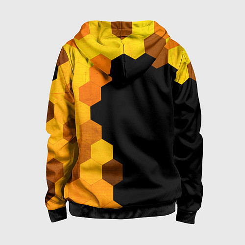 Детская толстовка на молнии Stumble Guys - gold gradient по-вертикали / 3D-Черный – фото 2