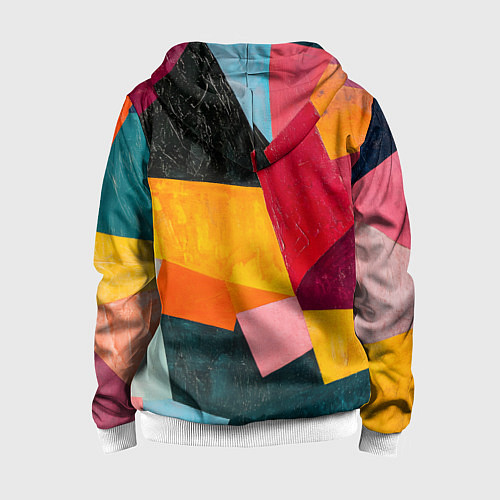 Детская толстовка на молнии Геометрия мозайка / 3D-Белый – фото 2