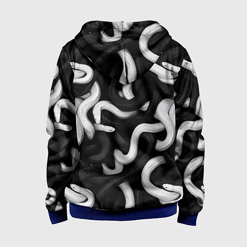 Детская толстовка на молнии Черные и белые змеи / 3D-Синий – фото 2