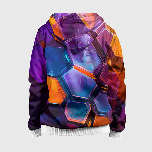 Детская толстовка на молнии Неоновые минералы / 3D-Белый – фото 2