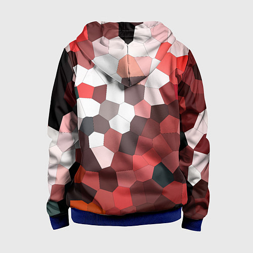 Детская толстовка на молнии Красно белая мозаика / 3D-Синий – фото 2