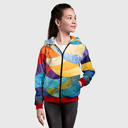 Толстовка на молнии детская Разноцветная геометрическая мозаика, цвет: 3D-красный — фото 2