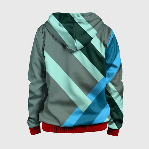 Детская толстовка на молнии Геометрия из полос / 3D-Красный – фото 2