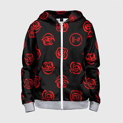 Толстовка на молнии детская Twenty one pilots rose pattern, цвет: 3D-меланж