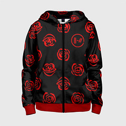 Толстовка на молнии детская Twenty one pilots rose pattern, цвет: 3D-красный