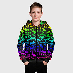 Толстовка на молнии детская Marshmello neon steel pattern, цвет: 3D-черный — фото 2