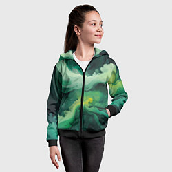 Толстовка на молнии детская Изумрудные волны, цвет: 3D-черный — фото 2