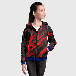 Толстовка на молнии детская Red stripes on a black background, цвет: 3D-синий — фото 2