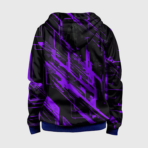 Детская толстовка на молнии Purple stripes on a black background / 3D-Синий – фото 2