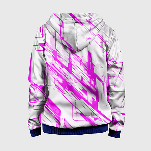 Детская толстовка на молнии Розовые полосы на белом фоне / 3D-Синий – фото 2