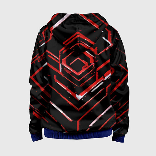 Детская толстовка на молнии Красные смазанные линии на чёрном фоне / 3D-Синий – фото 2