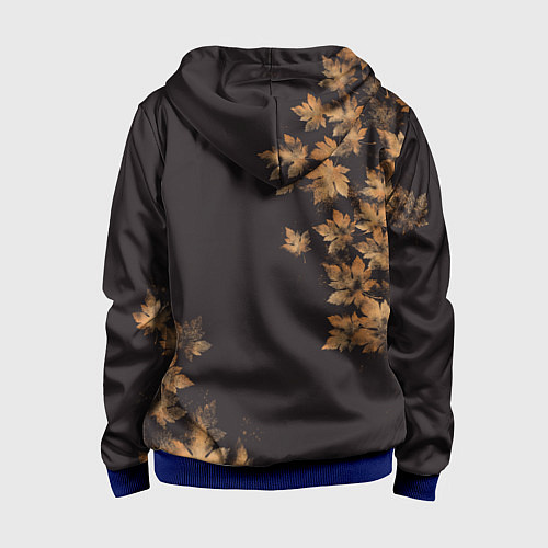 Детская толстовка на молнии Осенние листья эффект / 3D-Синий – фото 2
