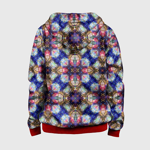 Детская толстовка на молнии Пестрый калейдоскопический узор / 3D-Красный – фото 2