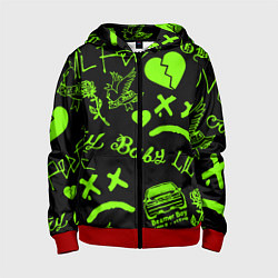 Толстовка на молнии детская Lil Peep кислота, цвет: 3D-красный