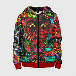Толстовка на молнии детская Мексиканский стиль психоделика, цвет: 3D-красный