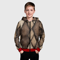 Толстовка на молнии детская Кожа змеи ромбы, цвет: 3D-красный — фото 2