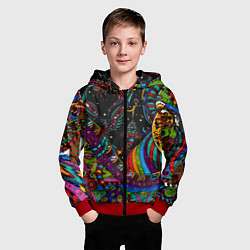 Толстовка на молнии детская Оптический узор девушка, цвет: 3D-красный — фото 2