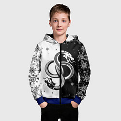 Толстовка на молнии детская Инь янь - змеи, цвет: 3D-синий — фото 2