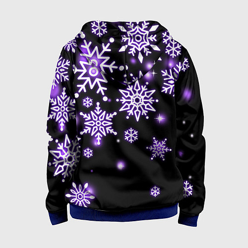 Детская толстовка на молнии Снежинки в неоне / 3D-Синий – фото 2