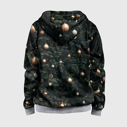 Детская толстовка на молнии Паттерн - Новогодняя елка / 3D-Меланж – фото 2