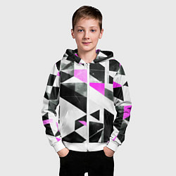 Толстовка на молнии детская Black and pink abstraction on a white background, цвет: 3D-белый — фото 2