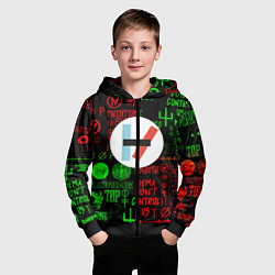 Толстовка на молнии детская Twenty one pilots music steel, цвет: 3D-черный — фото 2
