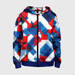 Толстовка на молнии детская Сине бело красная абстракция, цвет: 3D-синий