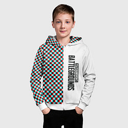 Толстовка на молнии детская PUBG глитч клетка, цвет: 3D-белый — фото 2